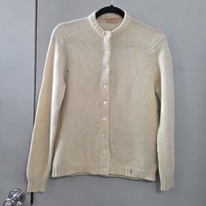 Mindfully Mended M/L 40 Vtg 60s 70s Jaeger Shetland Wool Cardigan Beige British
